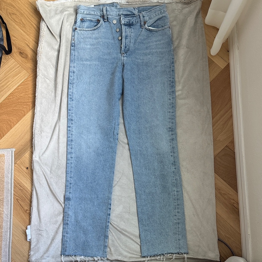 Agolde Denim Straight Leg Jeans in Light Blue